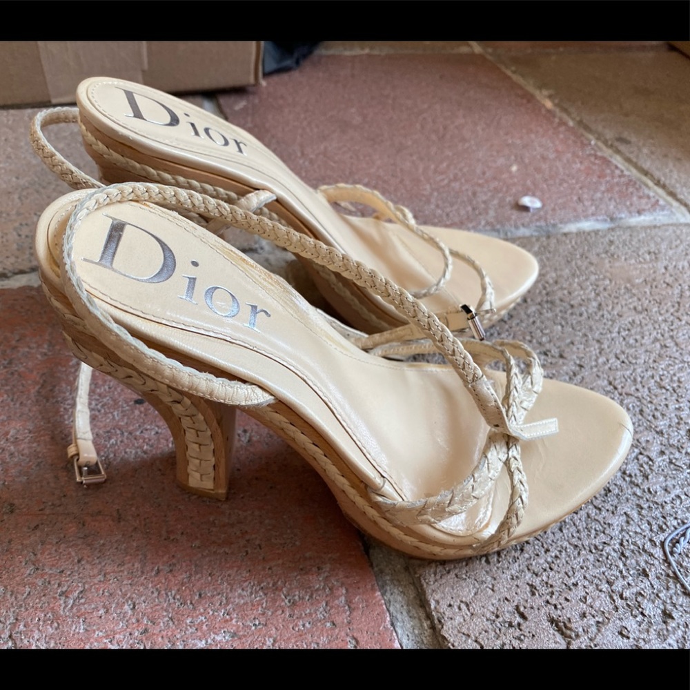 Dior ankle wrap cream sandals